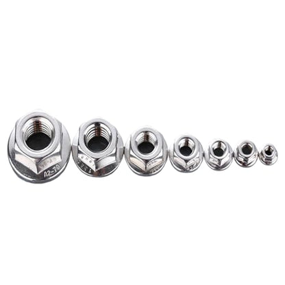 Serrated Flange Nuts, 304 Stainless Steel 18-8, Hex Lock Nuts for Industrial & Home Use (3/8-24,Silver,10) - size: 3/8-24