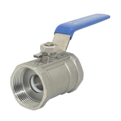 VARMHUS 2PCS 1-1/4" Stainless Steel 304 Ball Valve 1Pc Type NPT Female Threaded with Heavy Duty Blue Vinyl Insulation Handle,CF8M Ristricted Flow,1000 WOG (2PCS 1-1/4") - size: 2 Pieces 1-1/4 inches