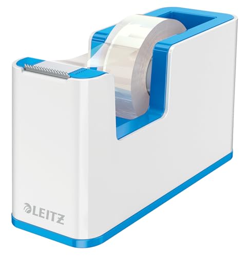 Leitz Tape Dispenser, Heavy Base with Tape, Wow Range, White/Metallic Blue - color: Blue