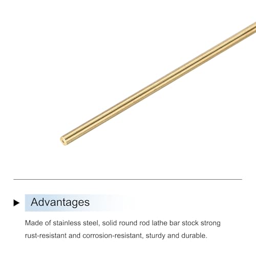 uxcell 1.5mm x 300mm Brass Round Rod, Metal Solid Shaft Rods Lathe Bar Stock for DIY Crafts Model Car Helicopter Airplane 10pcs - size: 1.5mm x 300mm