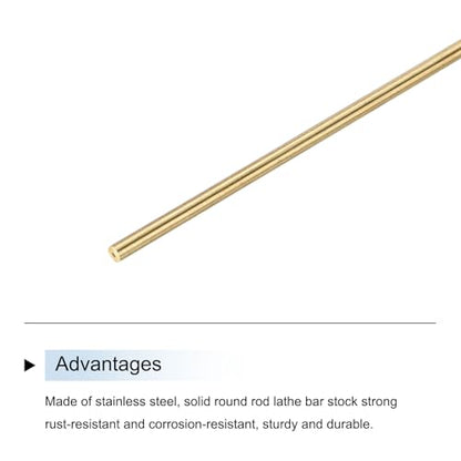 uxcell 1.5mm x 300mm Brass Round Rod, Metal Solid Shaft Rods Lathe Bar Stock for DIY Crafts Model Car Helicopter Airplane 10pcs - size: 1.5mm x 300mm