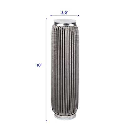 100 Micron 10" x 2.5" Stainless Steel Pleated Whole House Water Filter Cartridge, Universal Cleanable Water Filter Replacement for Well Water(100 Micron)