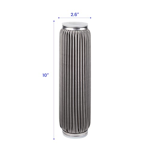 100 Micron 10" x 2.5" Stainless Steel Pleated Whole House Water Filter Cartridge, Universal Cleanable Water Filter Replacement for Well Water(100 Micron)