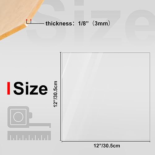 KINLINK 12x12 Plexiglass Sheets 1/8 inch Thick, 3mm Clear Cast Acrylic Sheet, Plastic Board for DIY Project, Craft, Window Glass, Table Top, Picture Frame, Acrylic Sign and Wedding Invitation 4 Pack - color: Clear, size: 12x12