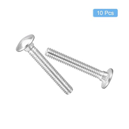 uxcell 1/4-20x2 Carriage Bolt, 10pcs Round Head Square Neck Screws, 304 Stainless Steel, Fully Threaded, Silver - size: 1/4-20x2"