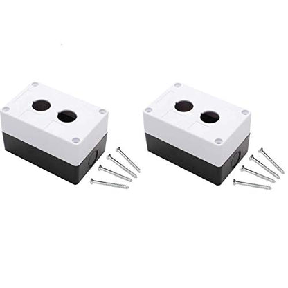 Push Button Switch Control Station Box - 22mm Double Push Button Hole, Dustproof and Waterproof, 1NO/1NC, Abs Material, JL-BX2 Model (Black and White) (2 Pack) - size: 2 PACK, style: Double Push Button Hole JL-BX2
