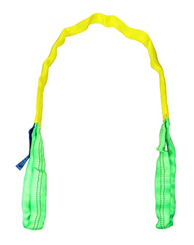 QWORK 2 Pack 2" x 5' Lifting Slings Straps Polyester Web Slings, Heavy Duty Flat Eye Lift Sling, Web Slings, Winch Strap 4400 Lbs Vertical, 3520 Lbs Choker, 8800 Lbs Basket