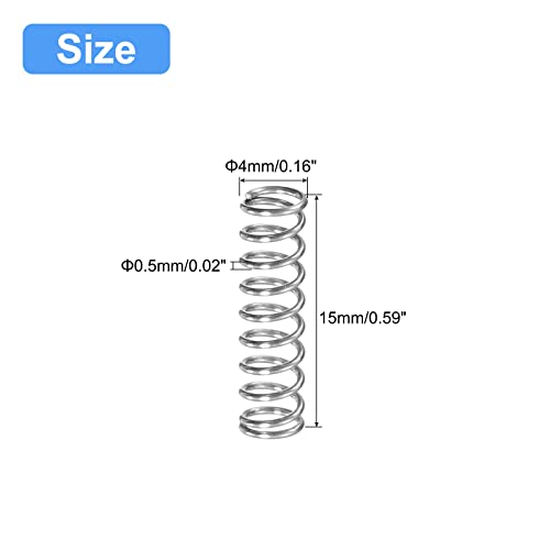 uxcell 5Pcs Compression Spring 304 Stainless Steel 4mmOD,0.5mmWD,15mmFL - size: 4x0.5x15mm