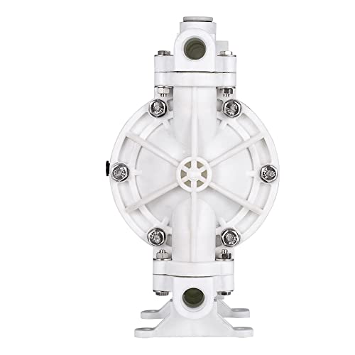 Polypropylene Air-Operated Double Diaphragm Pump with PTFE Diaphragms Max 100psi 13 GPM Pneumatic Double Diaphragm Pump for Chemical and Industrial Fluids Use (1/2 inch Inlet/Outlet)