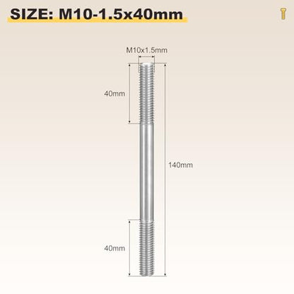 METALLIXITY Double End Threaded Stud Screw(M10x140) SS304 Silver - size: M10 x 140mm