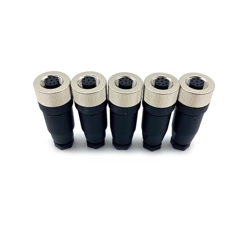 5 Pcs M12 8 Pin A Code Female Connector, IP67 Waterproof A Code Industrial Circular Connector Field Wireable Adapter Unshielded Straight Type Sensor for PG7 Cable 60V 4A - size: M12 8Pin female Straight