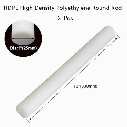 2 Pcs HDPE High Density Polyethylene Round Rod,1"x 13" Plastic Round Rod for Mechanical Processing of Various Parts and DIY Projects(White) - size: 1"x 13"