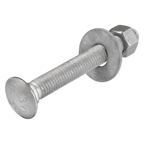 3/8" x 4" (50 Pack) Galvanized Carriage Bolt Kit, Grade 307A, Hot Dip Galvanized for Exterior Use by Makers Bolt - size: 3/8 x 4