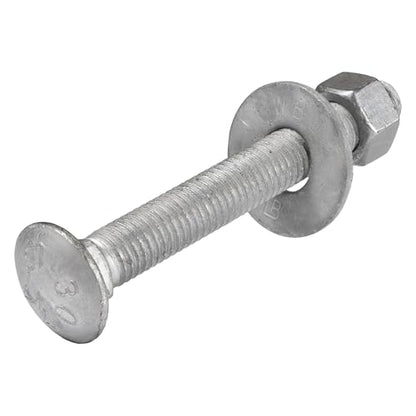 3/8" x 4" (50 Pack) Galvanized Carriage Bolt Kit, Grade 307A, Hot Dip Galvanized for Exterior Use by Makers Bolt - size: 3/8 x 4