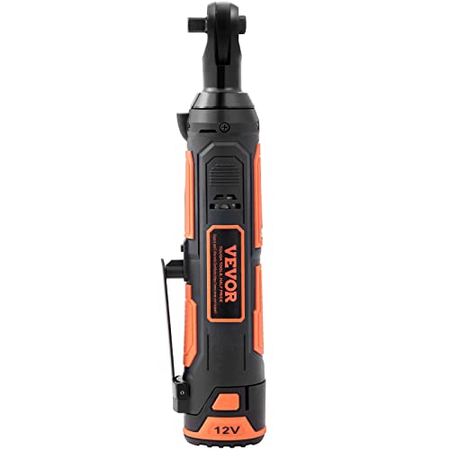 VEVOR 3/8" Cordless Electric Ratchet Wrench Set, 33 Ft-lbs 12V Power Ratchet Tool Kit with 45-Min Fast Charge, 2-Pack 2.0Ah Battery, Built-in LED Light, Variable Speed Trigger, 10 Sockets - size: 11.02 in, style: Standard