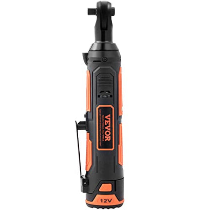 VEVOR 3/8" Cordless Electric Ratchet Wrench Set, 33 Ft-lbs 12V Power Ratchet Tool Kit with 45-Min Fast Charge, 2-Pack 2.0Ah Battery, Built-in LED Light, Variable Speed Trigger, 10 Sockets - size: 11.02 in, style: Standard