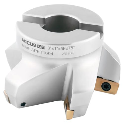 Accusize Indexable Face Mill, 3 in, 75 Deg, 5 APKT1604 Inserts, 0028-2602 - size: 3"