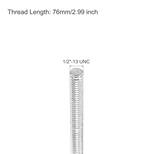 MECCANIXITY Fully Threaded Rod 1/2"-13 UNC Thread Pitch 304 Stainless Steel Right Hand Threaded Rods Bar Studs,2.99 inch 4 Pack - size: 1/2"-13 UNC x 2.99 inch