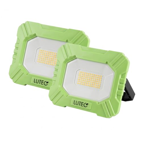 LUTEC 2 Pack 3500LM LED Work Light, Rechargeable Magnetic Work Lights with Stand, Portable 5000K Flood Light for Car Repair, Fishing, Camping, Emergency, Hiking, 3 Modes - color: Green, size: 2 Pack