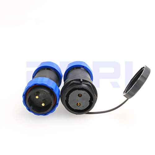 HE29 2pin 45A 380V 28mm Butt Industrial Threaded Waterproof Plastic Connector (2 pin) - size: 2 pin