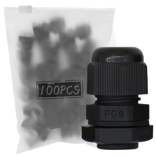 MAKERELE PG9 Nylon Cable Gland, IP68 Waterproof, 4-8.2mm, 20 Pack, Black - size: PG9/100PCS/BAG