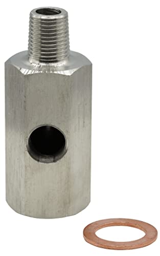 1/8 NPT Oil Pressure Sensor Tee Adapter Turbo Supply Feed Line Gauge 1/8 NPT Female to 1/8 NPT Male with 1/8 NPT Side Port Stainless Steel Hose T Fittings - size: 1/8"NPT to 1/8"NPT, 1/8"NPT