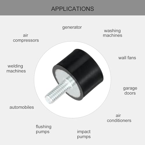 uxcell M4 Thread Rubber Mounts, Vibration Isolators, Cylindrical Shock Absorber with Studs 15 x 15mm 8pcs - size: M4x15x15mm