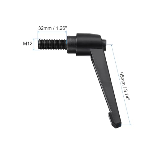 uxcell M12 x 32mm Handle Adjustable Clamping Lever Thread Push Button Ratchet Male Threaded Stud Knobs Locking Rotating Screw Handles Quick Release Bolt Black 2pcs - color: Black, size: M12 x 32mm
