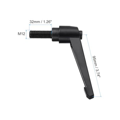 uxcell M12 x 32mm Handle Adjustable Clamping Lever Thread Push Button Ratchet Male Threaded Stud Knobs Locking Rotating Screw Handles Quick Release Bolt Black 2pcs - color: Black, size: M12 x 32mm