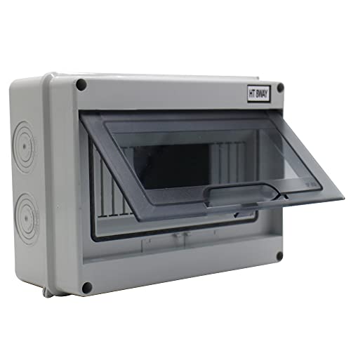 MAKERELE Distribution Protection Box with DIN Rail IP65 ABS 8 Way - size: 8WAY-200mmx155mmx92mm