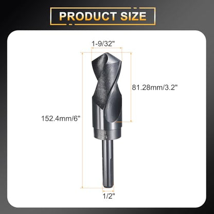 HARFINGTON 1-9/32" Drill Bit 1/2" Reduced Shank 3-Flat 4241 HSS 118° - size: 1-9/32" with 1/2" Shank