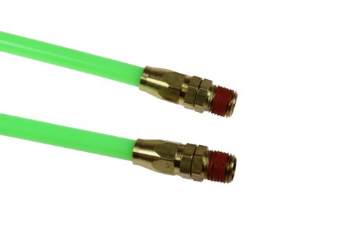 Coilhose Pneumatics PU14-25B-G Flexcoil Polyurethane Coiled Air Hose, 1/4-Inch ID, 25-Foot Length with (2) 1/4-Inch Reusable Strain Relief MPT Swivel Fittings, Neon Green - color: Green, size: 1/4" X 25 Feet