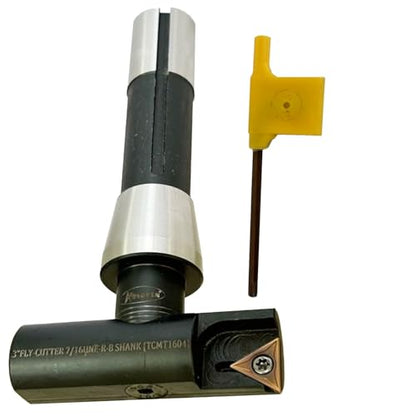3" Indexable Fly Cutter with R8 Shank (7/16"-20 UNF Drawbar Thread) – TCMT 1604 Carbide Insert Compatible – Precision Surface Facing Milling Tool - size: 3" Fly Cutter R8 (7/16 UNF)