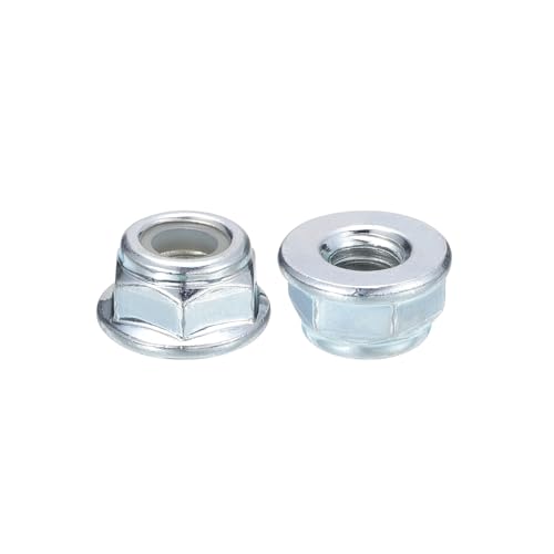 uxcell 1/4" x20mm Flange Nylon Insert Lock Nuts, 50Pcs Carbon Steel Hex Lock Nuts Self Locking Nuts for Industrial Construction Fasteners, White
