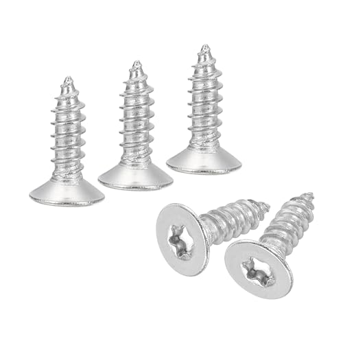 uxcell 40Pcs Flat Head Torx Screws, M5 x 16mm 304 Stainless Steel Countersunk Self Tapping Anti-Theft Wood Screws Tamper Resistant Screws Fit T25 Bit for Wood, Fence, Decking (Silver) - size: M5 x 16mm