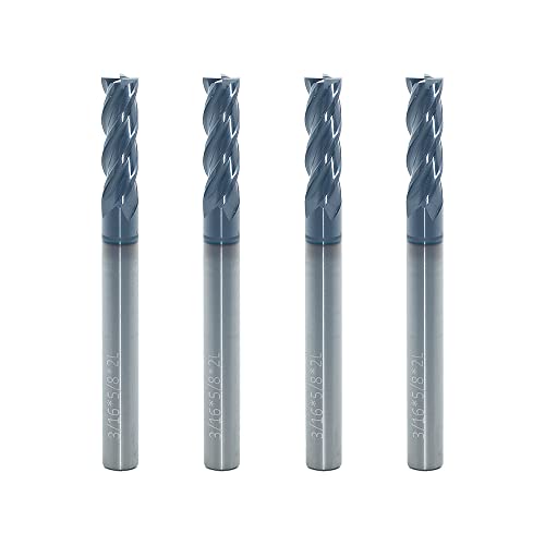 3/16" Carbide Square End Mill, 4 Flute, AlTiN Coating, 4 Pcs - size: 3/16" (4 Pcs), style: For Alloy Steels
