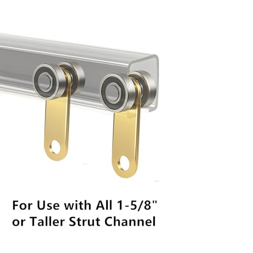 BiJun 2 Wheel Trolley Assembly Roller for 1-5/8" Strut Channel,4 Pack