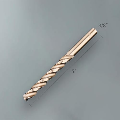 Lichamp 5Pcs 3/8" HSS Cobalt Drill Bits, 3 Flute Design, for Hard Metal - size: 3/8 in