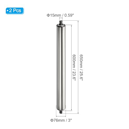 PATIKIL Conveyor Roller 3" Diameter 26" Length, 2 Pack Stainless Steel Transmission Replacement Part Galvanized End, Silver - size: 3"x26"