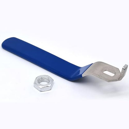 1 Piece Hole Size 7x12mm 201 Stainless Steel Ball Valve Handle with Blue Plastic Handle Grip & Nut for 1-1/4inch Ball Valve (One Claw) - size: 7x12mm,1-1/4inch