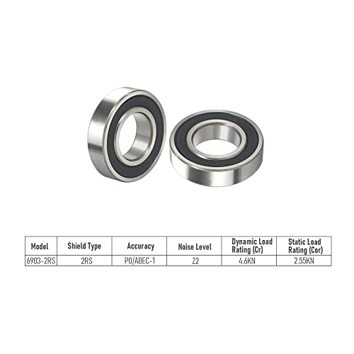 6903-2RS 2 PCS Deep Groove Ball Bearing 17×30×7mm Double Black Rubber Sealed Ball Bearing Chrome Steel P0 Z2 Bearing for Industrial Machine,Power Tools and Mechanical Equipment - size: 6903-2RS Size 17×30×7mm