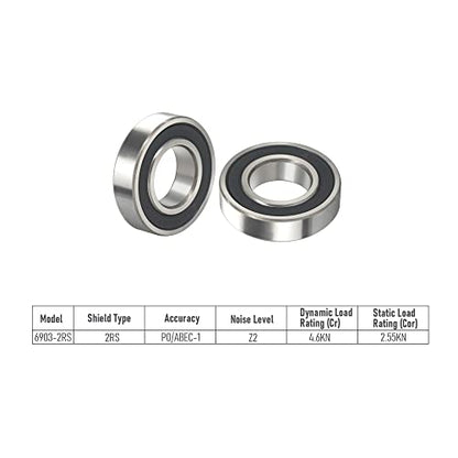 6903-2RS 2 PCS Deep Groove Ball Bearing 17×30×7mm Double Black Rubber Sealed Ball Bearing Chrome Steel P0 Z2 Bearing for Industrial Machine,Power Tools and Mechanical Equipment - size: 6903-2RS Size 17×30×7mm