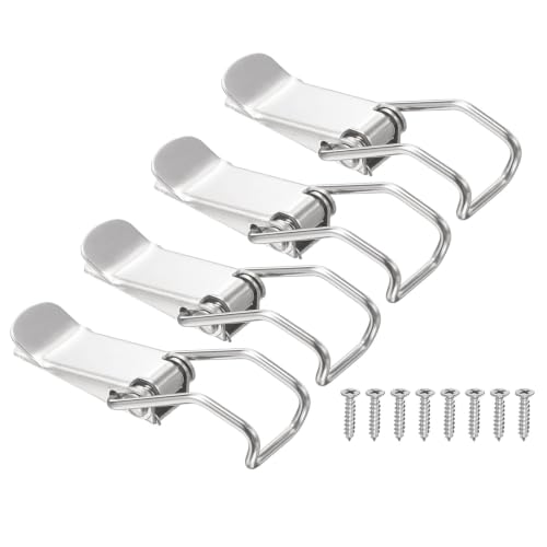 PATIKIL 4 Pcs Stainless Steel Spring Loaded Toggle Latch, 3" Clamp Catch Hasp Lock with Mounting Screws for Cabinet Door Barn Wooden Case Chest - size: 3 Inch