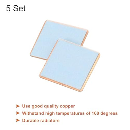 MECCANIXITY Heatsink Copper Sheet Shim, 0.5mm Thickness 15 x 15mm Pad with Thermal Conductive Adhesive Tape for Desktop Computer CPU Cooling Patch 5 Set - size: 0.5mm