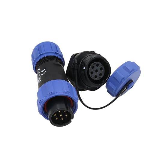 SP13 7 Pin Connector 5A Power Aviation Circular Threaded Solder Rear Mount Panel Socket Plug, 18AWG Wire - size: 7 pin 5A