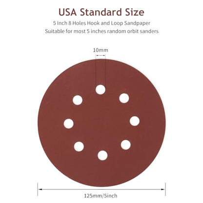 50 PCS 5 Inch 8 Hole Hook and Loop Sanding Discs 320 Grit - style: 320 Grit,50-Pack
