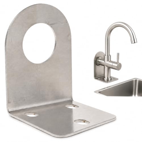Angoily 1 Set Faucet Bracket, Wall Mounting Rack 1/2 Inch L Bracket Wrench Sink Holder Mounts, Undermount Sink Support Wall Plate Holder with Screws