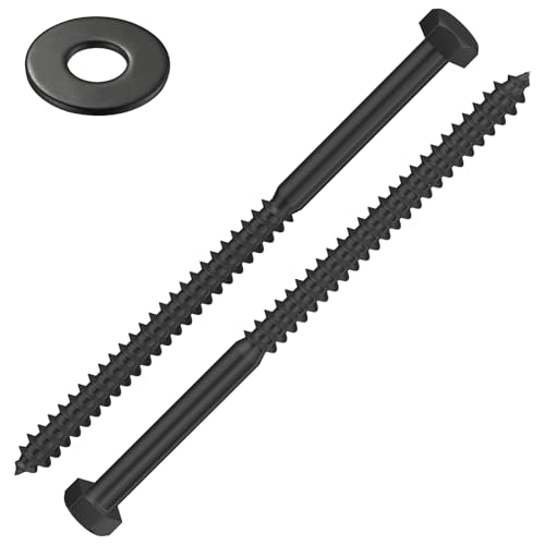 Wensilon Lag Screws Wood Screws (12PCS, 1/2"x4", Black) Hex Head Lag Bolts,(12x100) Heavy Duty Lag Screws,304 Stainless Steel Bolts 18-8 - color: Black, size: 1/2"x4"