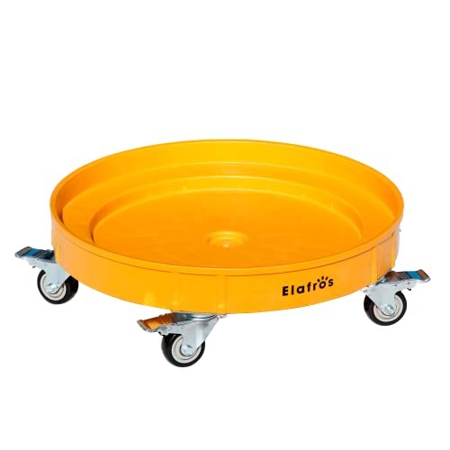 ELAFROS Heavy Duty Plastic Drum Dolly with Brake, 30/55 Gal, 900lb Yellow - color: Yellow, size: 1 Pack With Brake