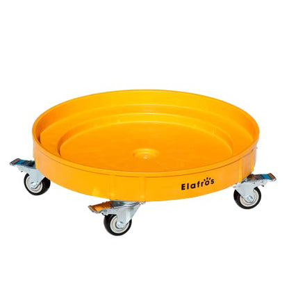 ELAFROS Heavy Duty Plastic Drum Dolly with Brake, 30/55 Gal, 900lb Yellow - color: Yellow, size: 1 Pack With Brake